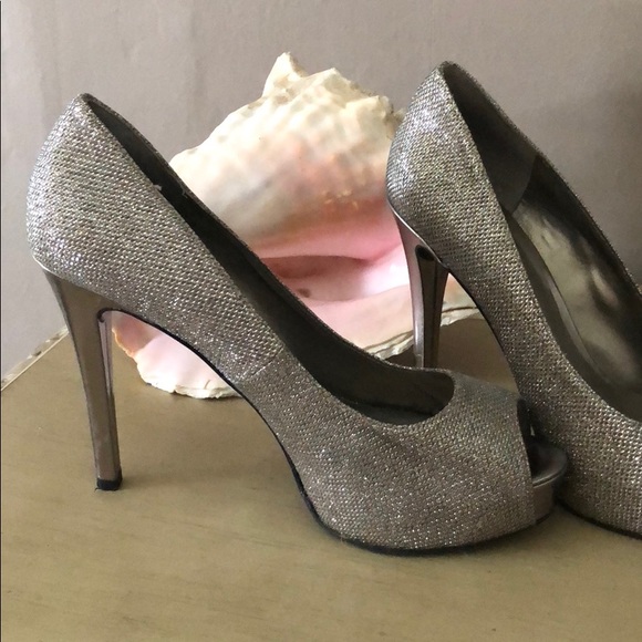 guess shoes silver heels